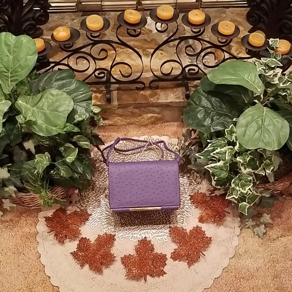 Vintage Elka Embossed Faux Ostrich Shoulder Bag